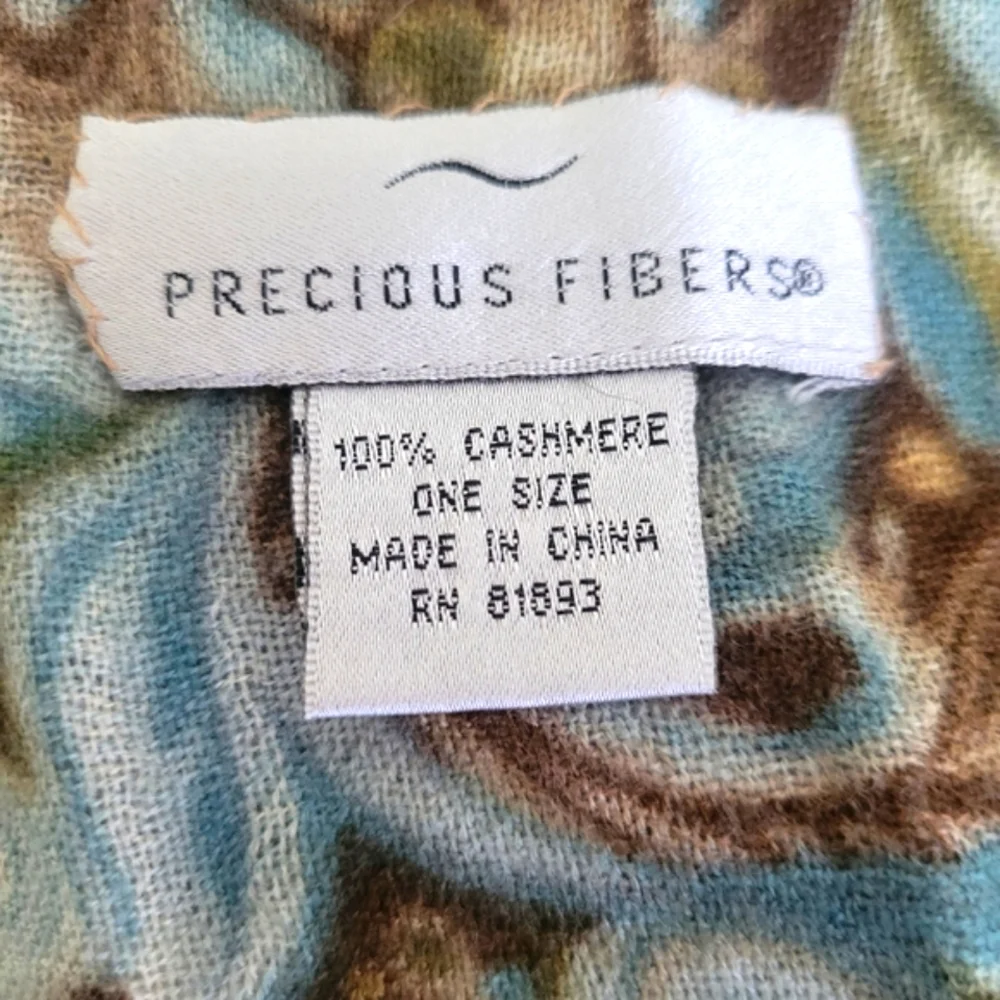 Cashmere Abstract Swirl Patterned Scarf size 16X70 - Picture 3 of 7